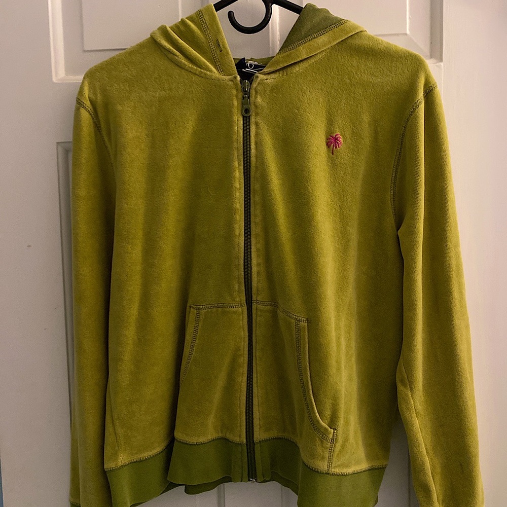 Lilly Pulitzer lime green velour zip up